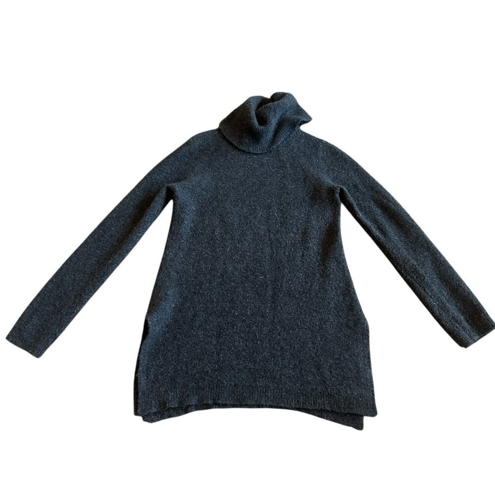 St. John Wool Blend Turtleneck Sweater Pullover Stretch Dark Grey Size Small